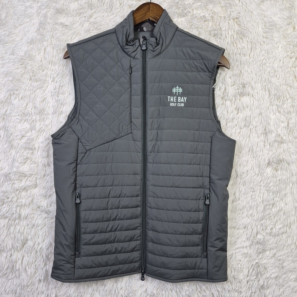 The Bay Golf Club Greyson Yukon X-Lite Quilter Puffer Vest Mens S Gray Full Zip